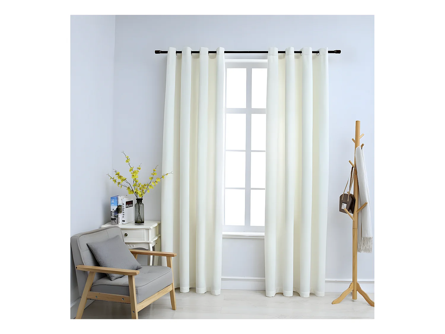 Rideaux occultants avec anneaux 2 pcs Velours Crème 140x245 cm QBH40565