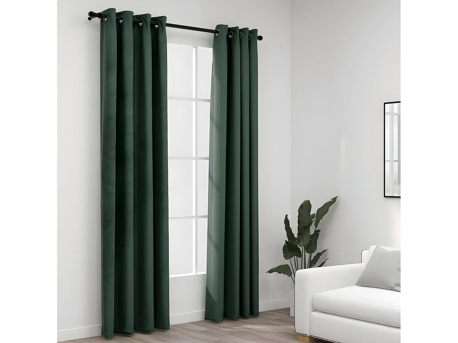 Rideaux occultants Aspect lin avec œillets 2 pcs Vert 140x245cm QBH44913