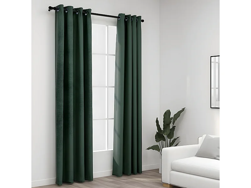 Rideaux occultants Aspect lin avec œillets 2 pcs Vert 140x245cm QBH44913