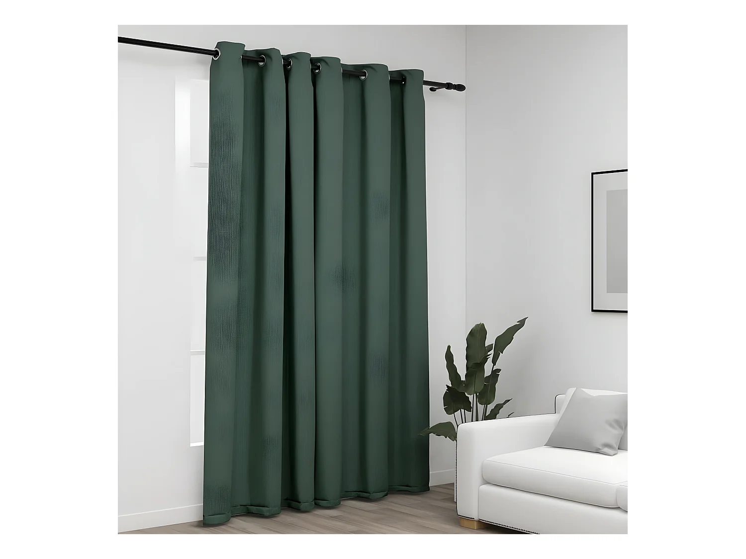 Rideau occultant Aspect de lin avec œillets Vert 290x245 cm QBH12448