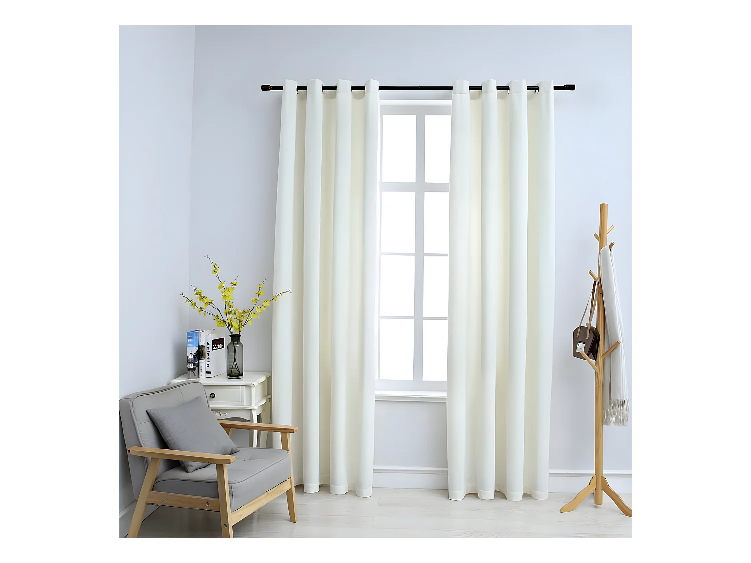 Rideaux occultants avec anneaux 2 pcs Velours Crème 140x175 cm QBH28442