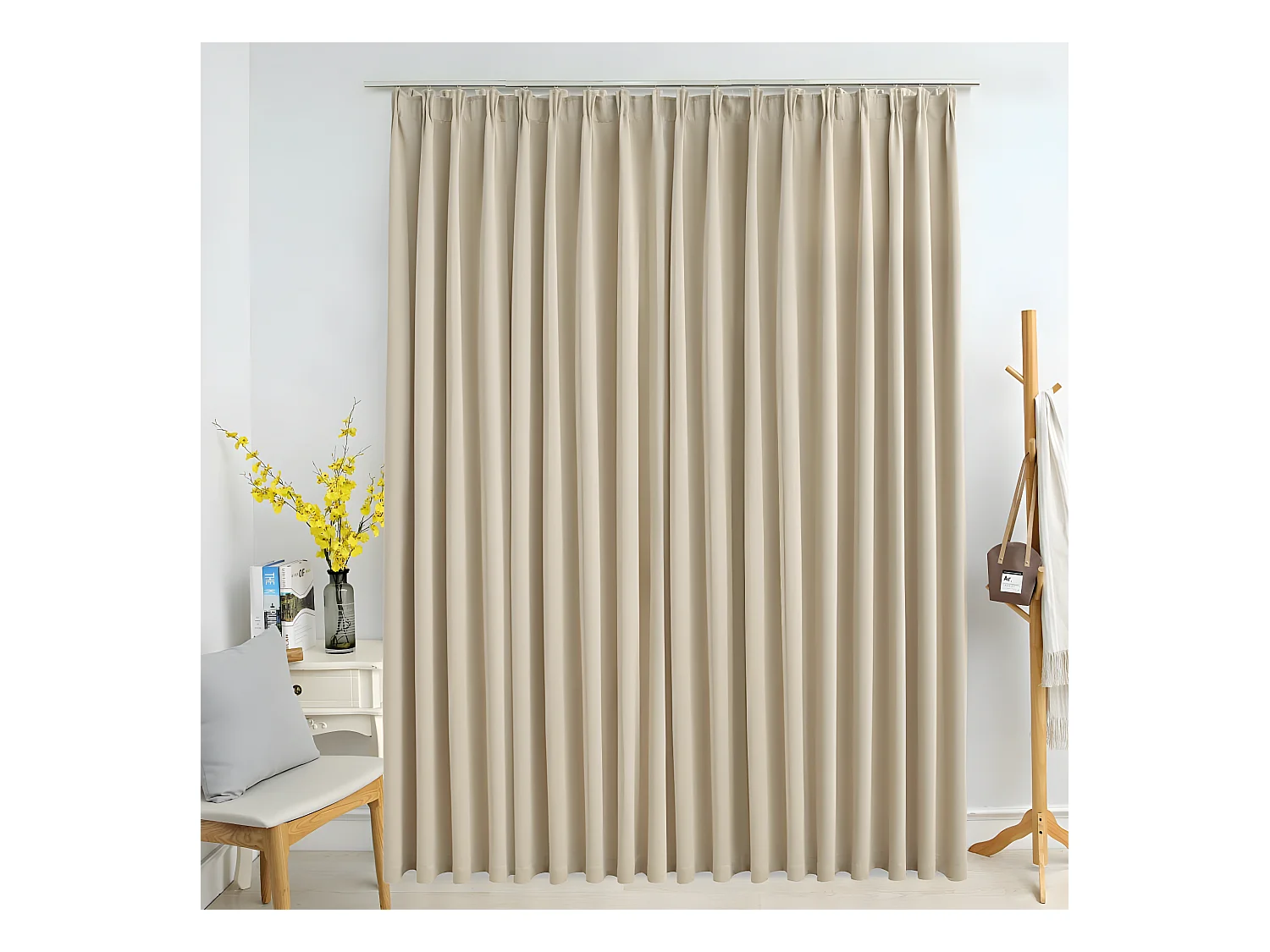 Rideau occultant avec crochets Beige 290x245 cm QBH53739