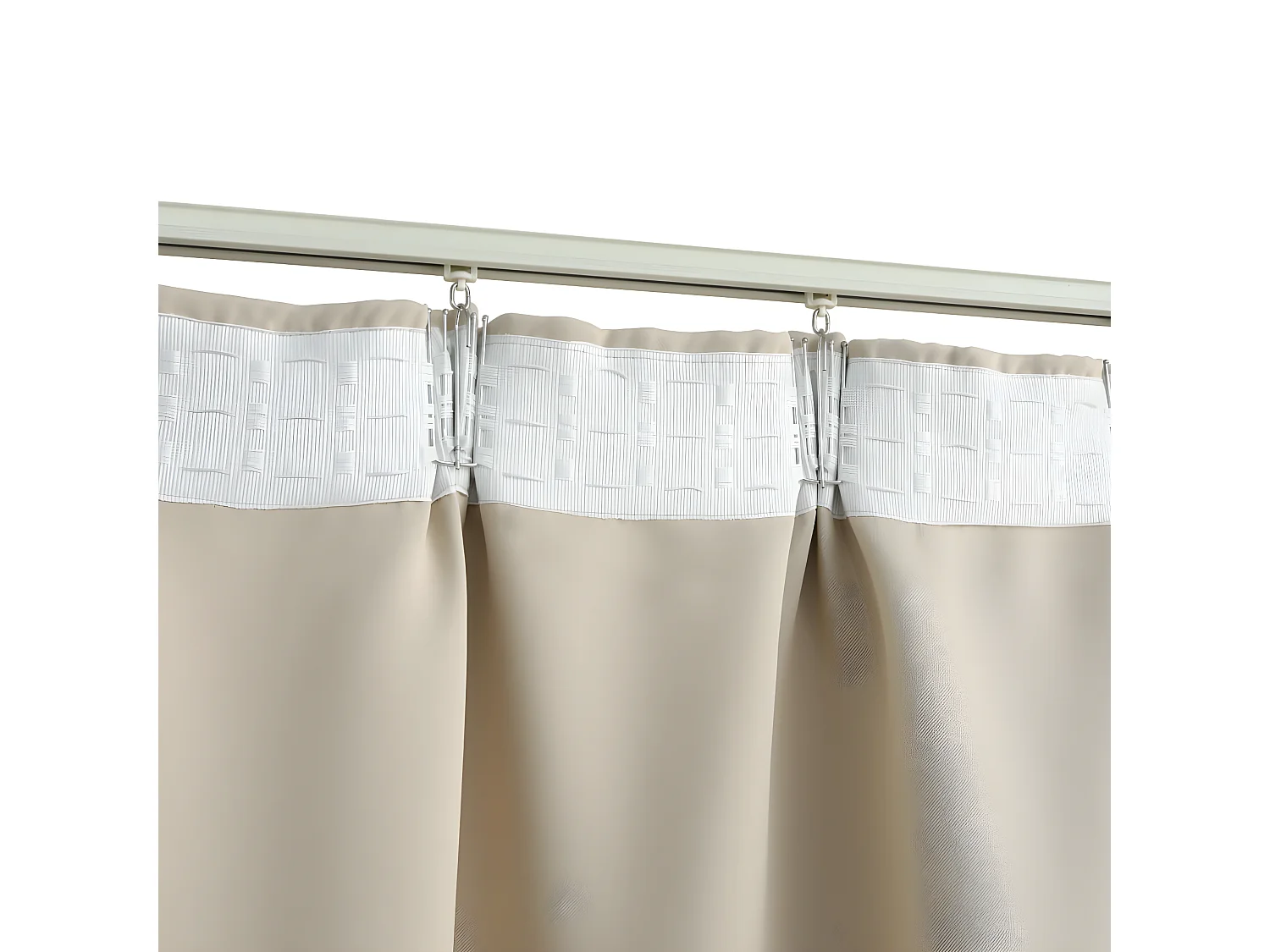 Cortina opaca con ganchos beige 290x245 cm ES695264
