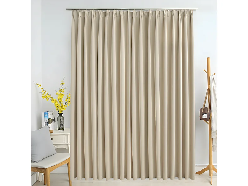 Cortina opaca con ganchos beige 290x245 cm ES695264