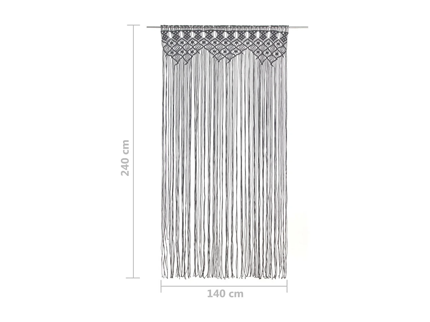 Rideau en macramé Anthracite 140x240 cm Coton QBH93777