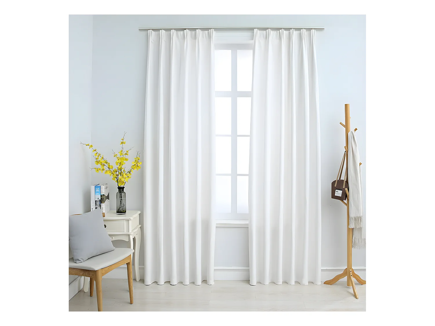 Cortinas opacas con ganchos 2 piezas blanco crudo 140x175 cm ES218519