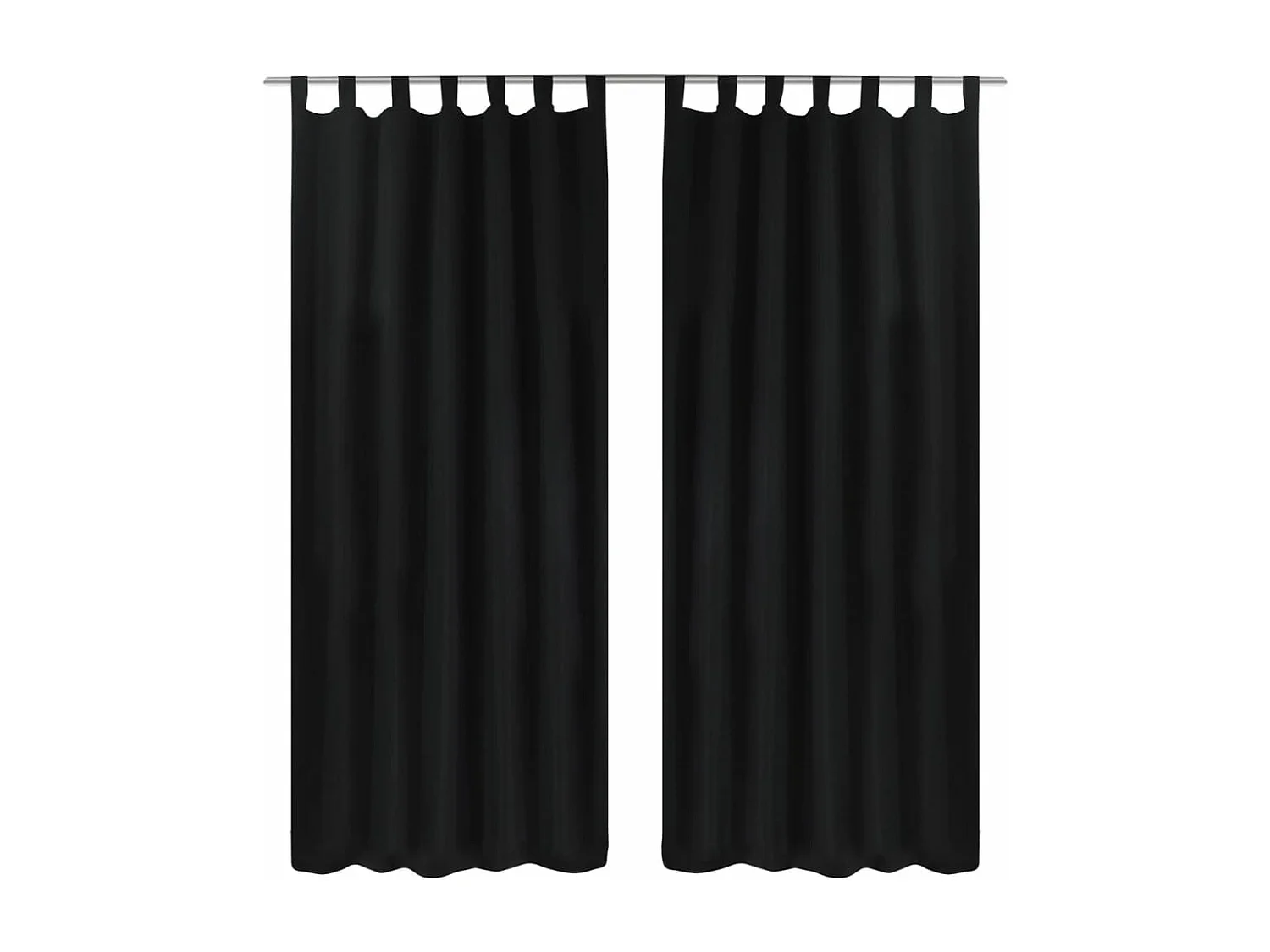 2 pcs Rideau à Passant Micro Satin Noir 140 x 225 cm QBH65677