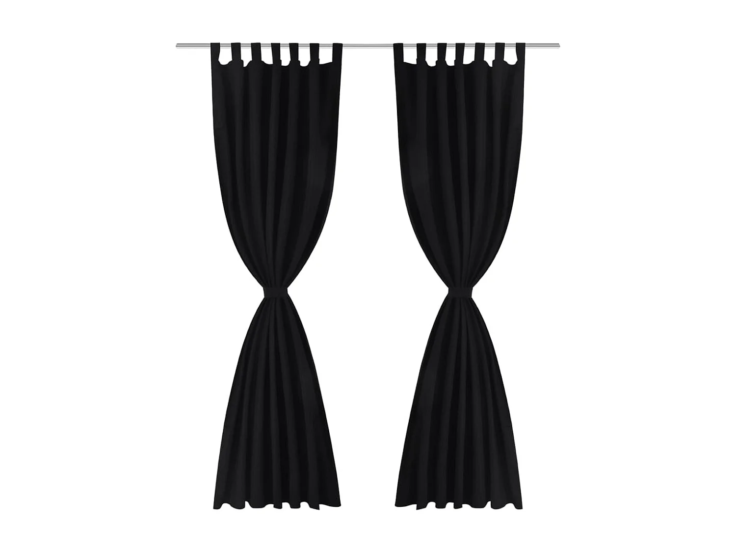 2 pcs Rideau à Passant Micro Satin Noir 140 x 225 cm QBH65677