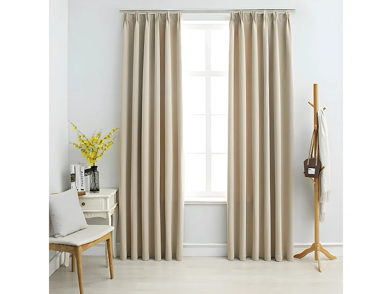 Cortinas blackout com ganchos 2 pcs 140x225 cm bege PT785183