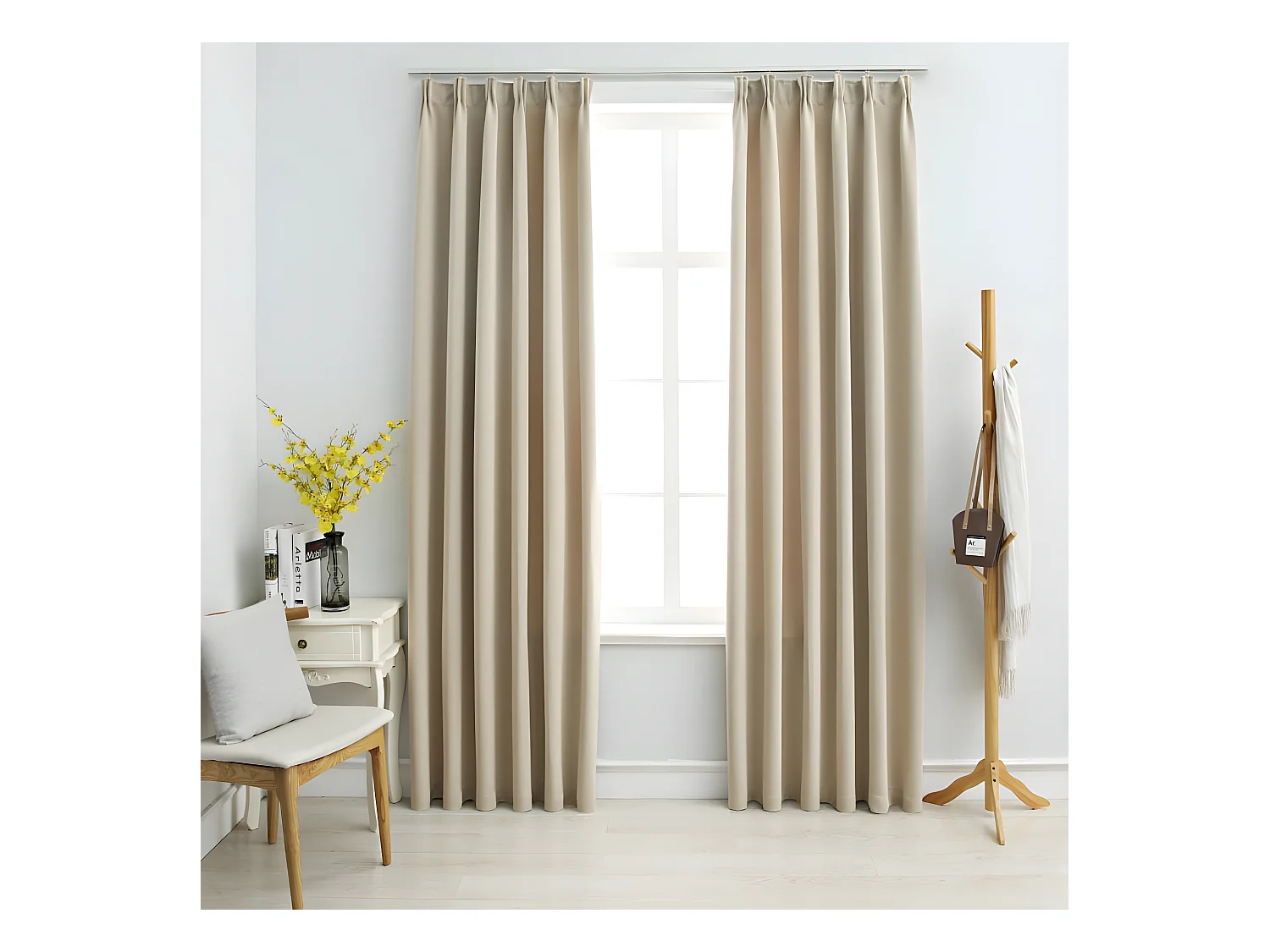 Cortinas opacas con ganchos 2 unidades beige 140x225 cm ES453548