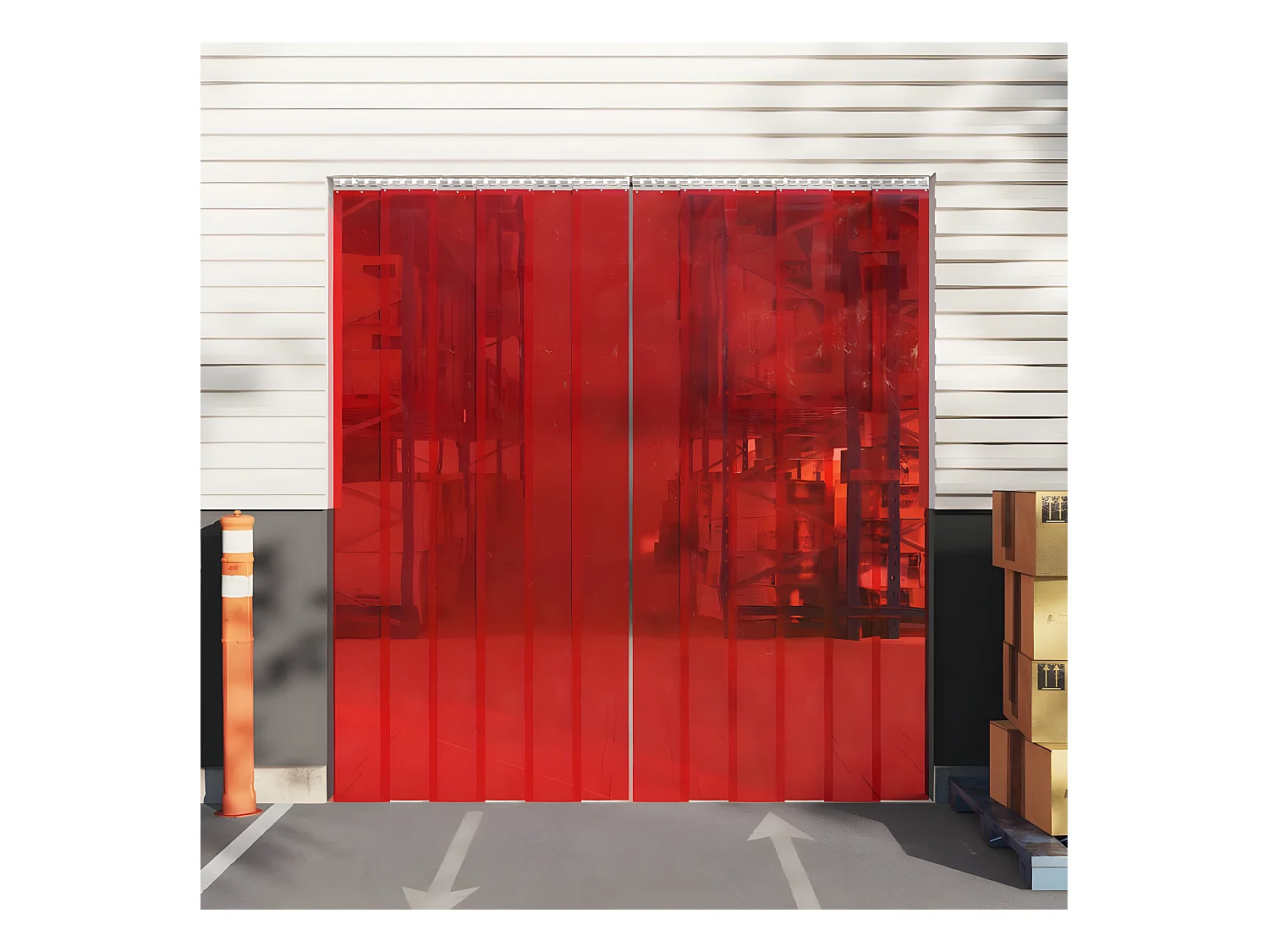 Rideau de porte rouge 200 mmx1,6 mm 10 m PVC QBH75737