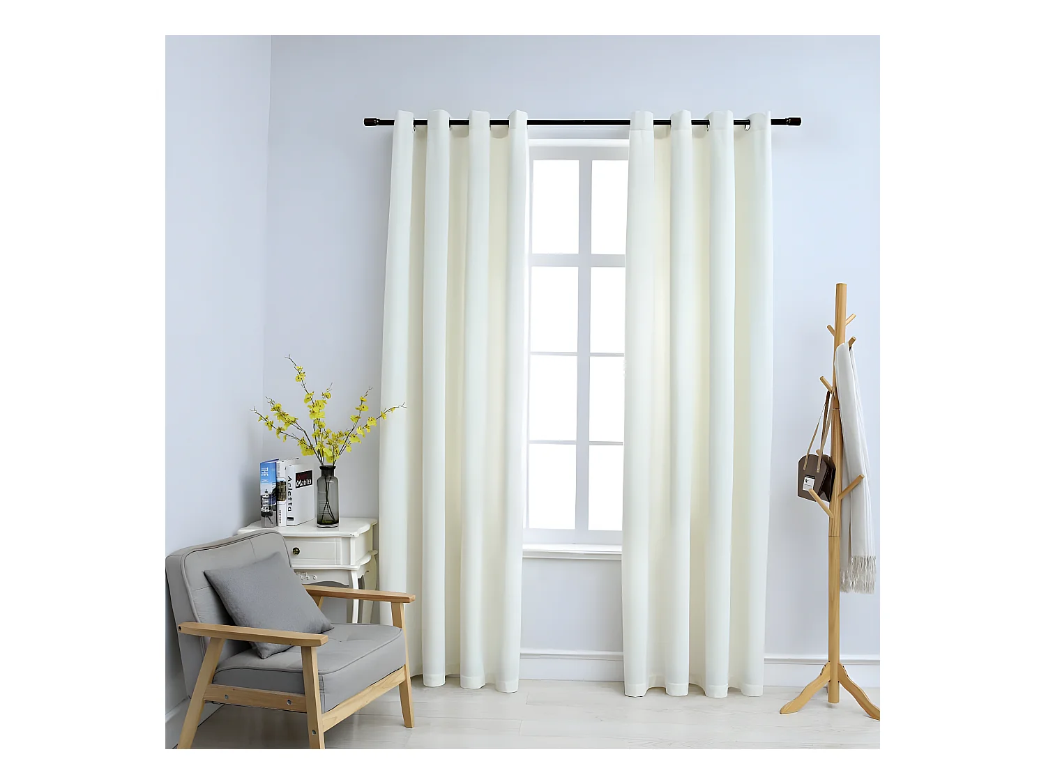 Rideaux occultants avec anneaux 2 pcs Velours Crème 140x225 cm QBH41800