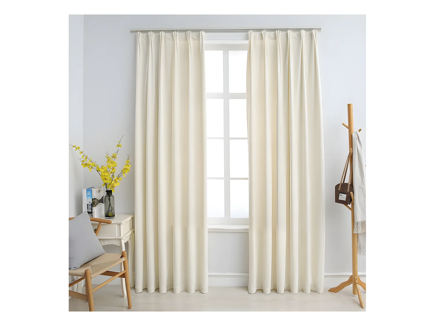 Rideaux occultants avec crochets 2 pcs Velours Crème 140x225 cm QBH71981