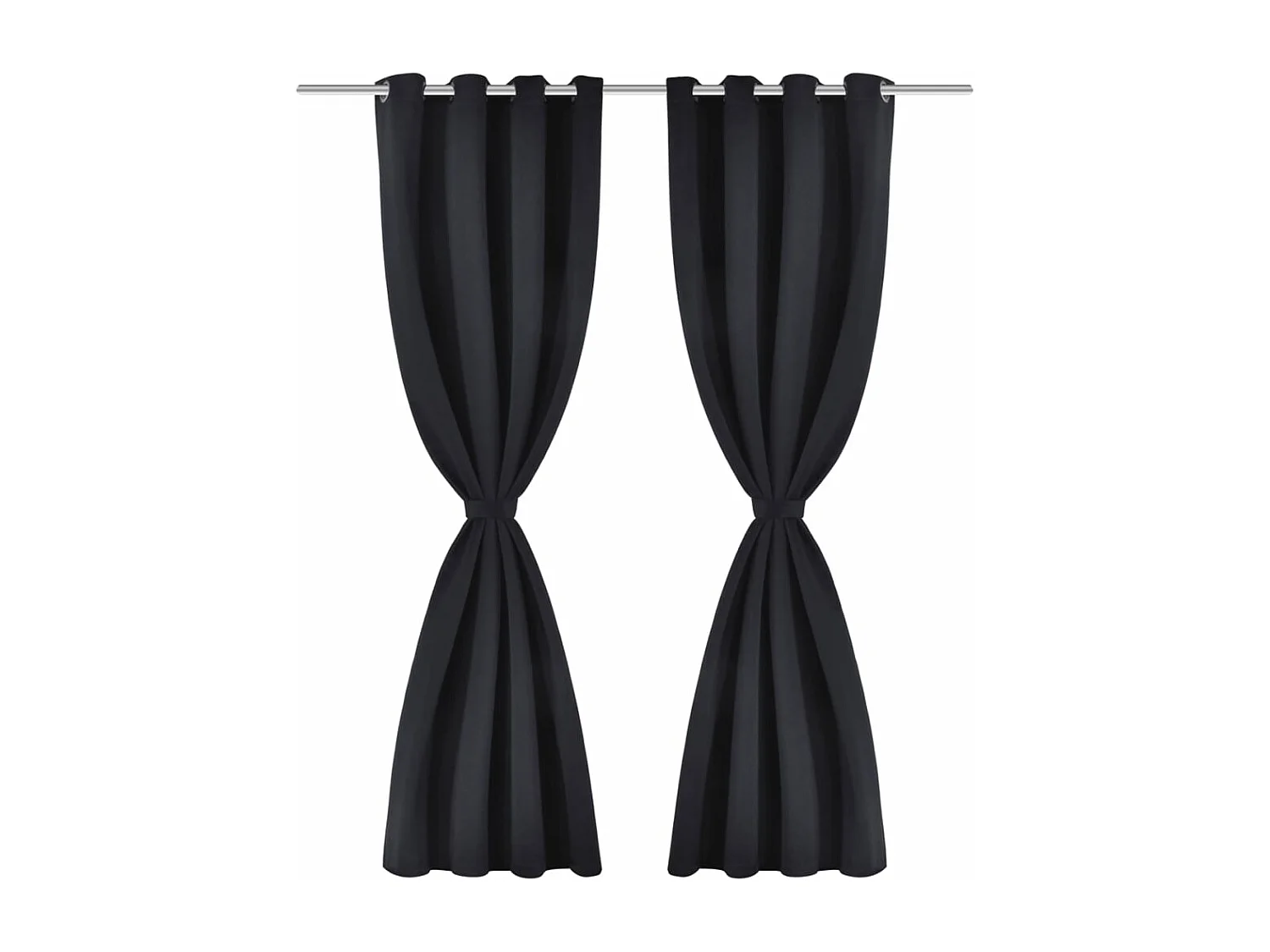 2 pcs Cortinas Blecaute com Argolas de Metal Preta 135 x 245 cm PT408336