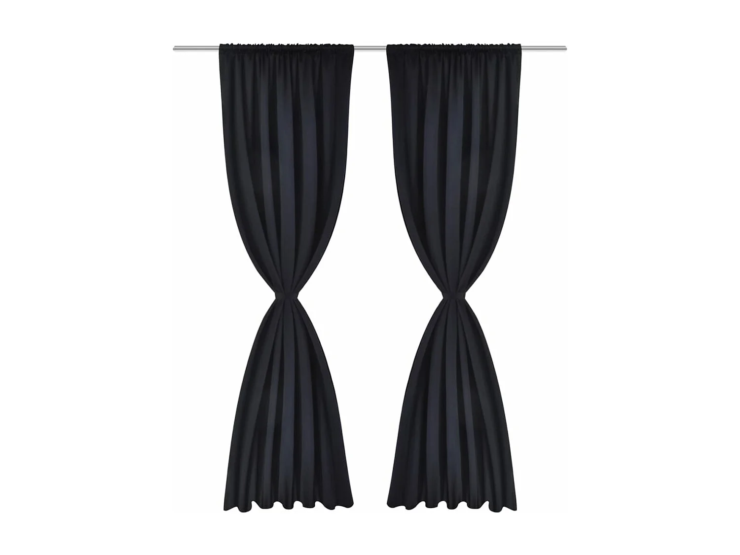 2 pcs Rideau Blackout Occultant Noir Tête à Fente 135 x 245 cm QBH39498