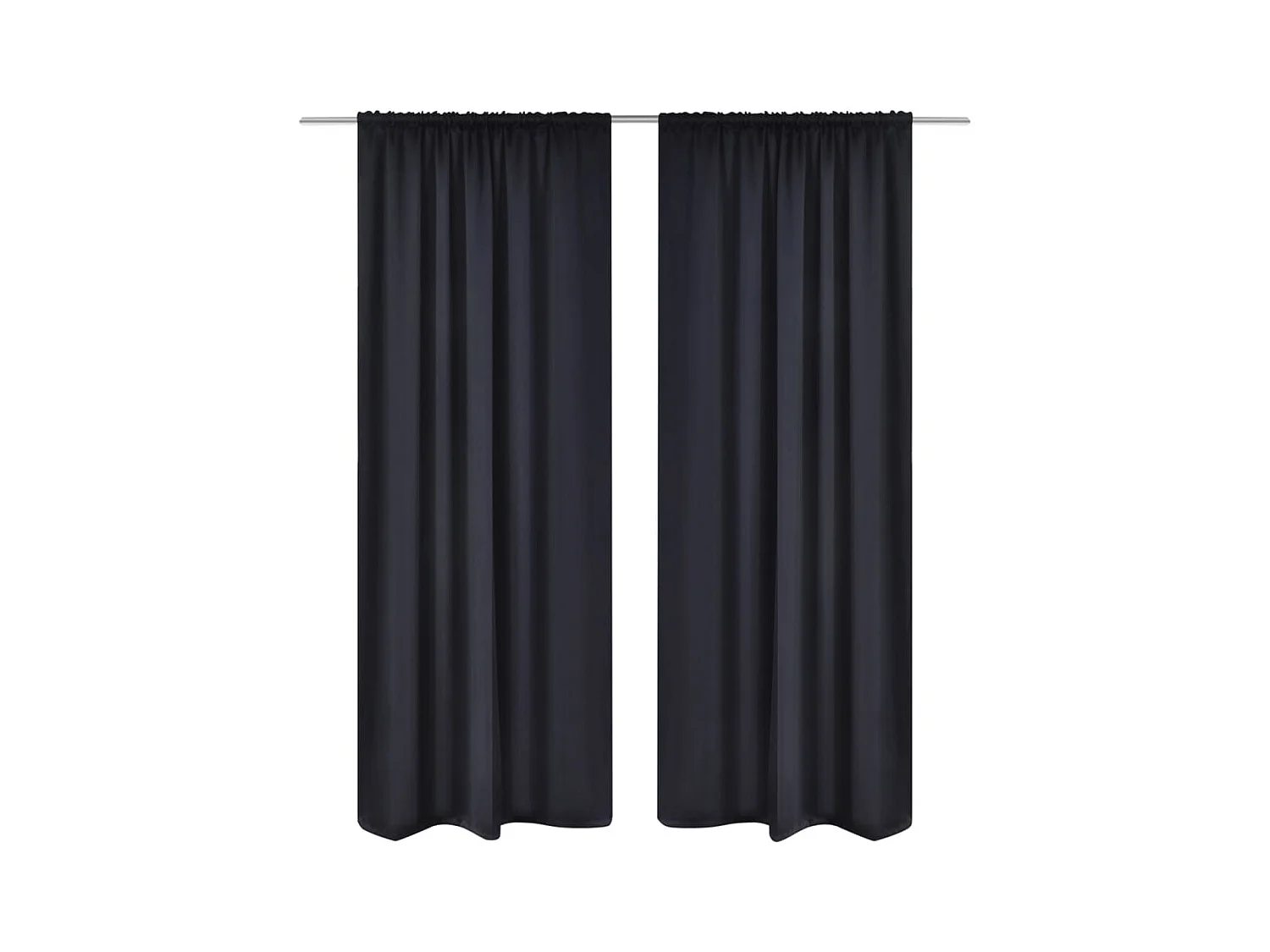 2 pcs Rideau Blackout Occultant Noir Tête à Fente 135 x 245 cm QBH39498