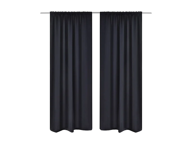 2 cortinas negras oscuras con jaretas, blackout 135 x 245 cm ES866848