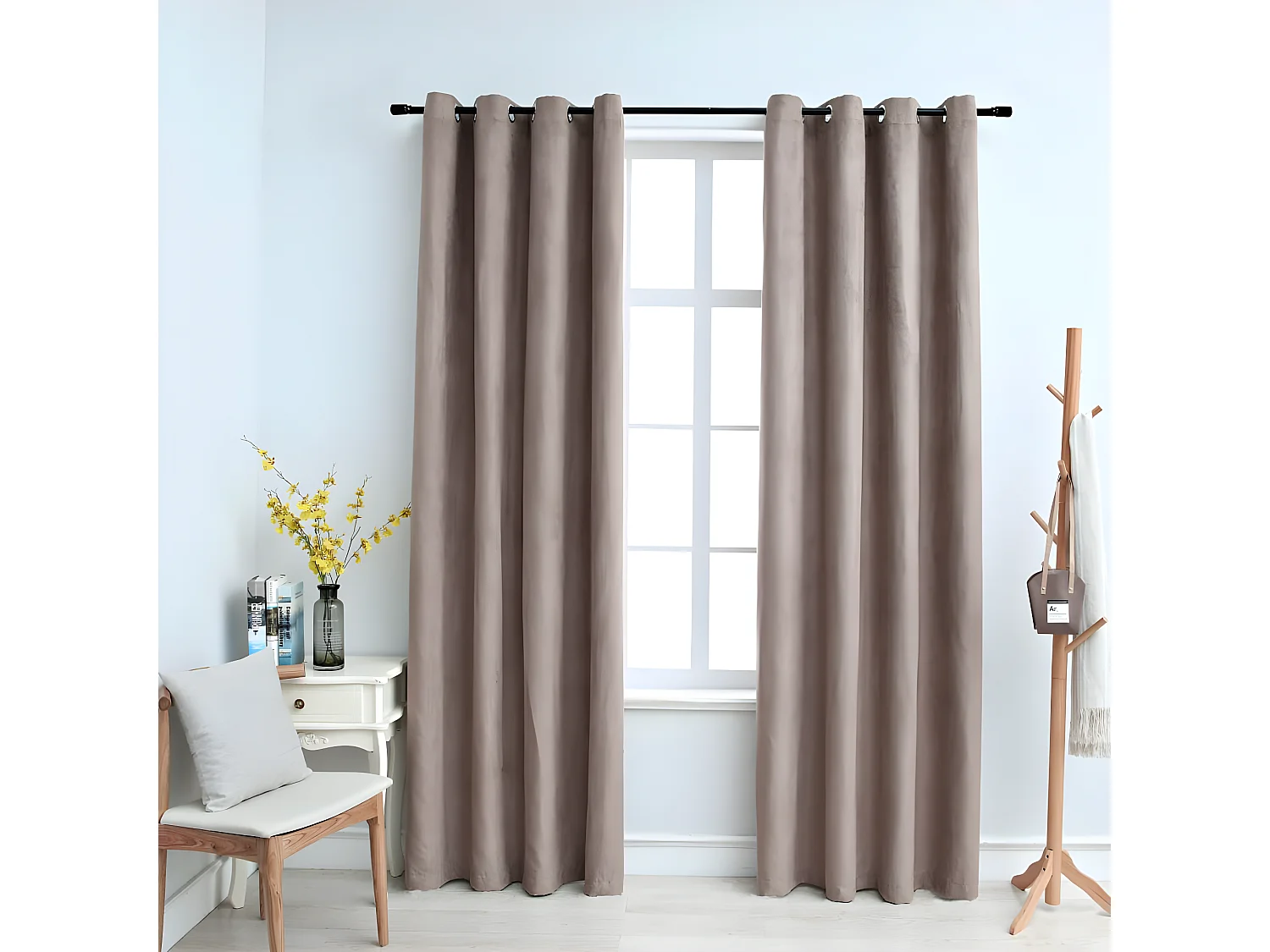 Rideaux occultants avec anneaux en métal 2 pcs Taupe 140x175 cm QBH23124