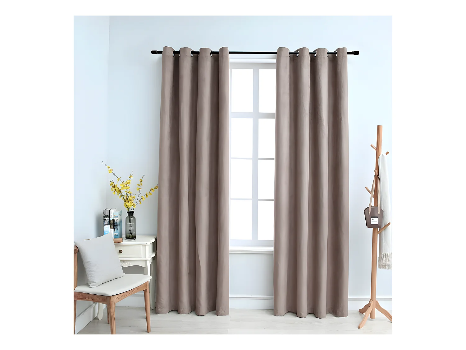 Rideaux occultants avec anneaux en métal 2 pcs Taupe 140x175 cm QBH23124
