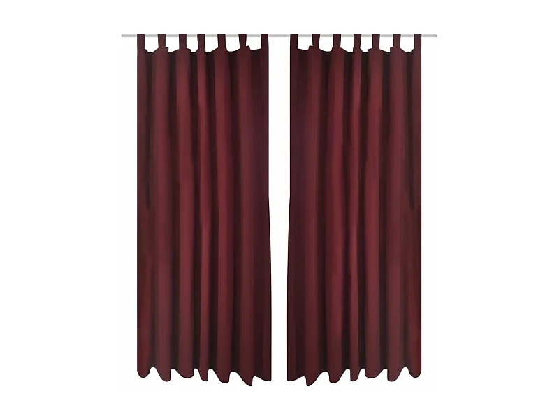 Micro-Satijnen Gordijnen met Ringen 140 x 225 cm 2 stuks (Wijnrood)