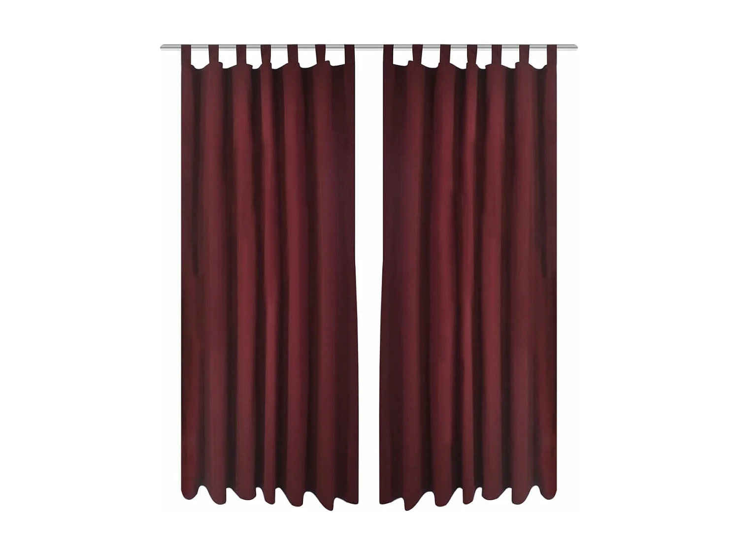 Micro-Satijnen Gordijnen met Ringen 140 x 225 cm 2 stuks (Wijnrood)