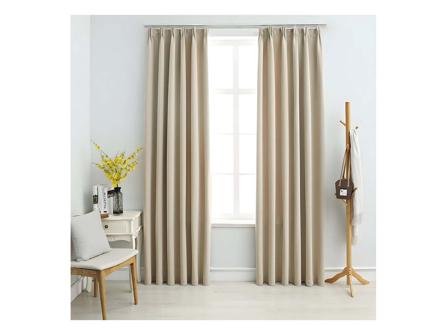 Rideaux occultants avec crochets 2 pcs Beige 140x175 cm QBH77200