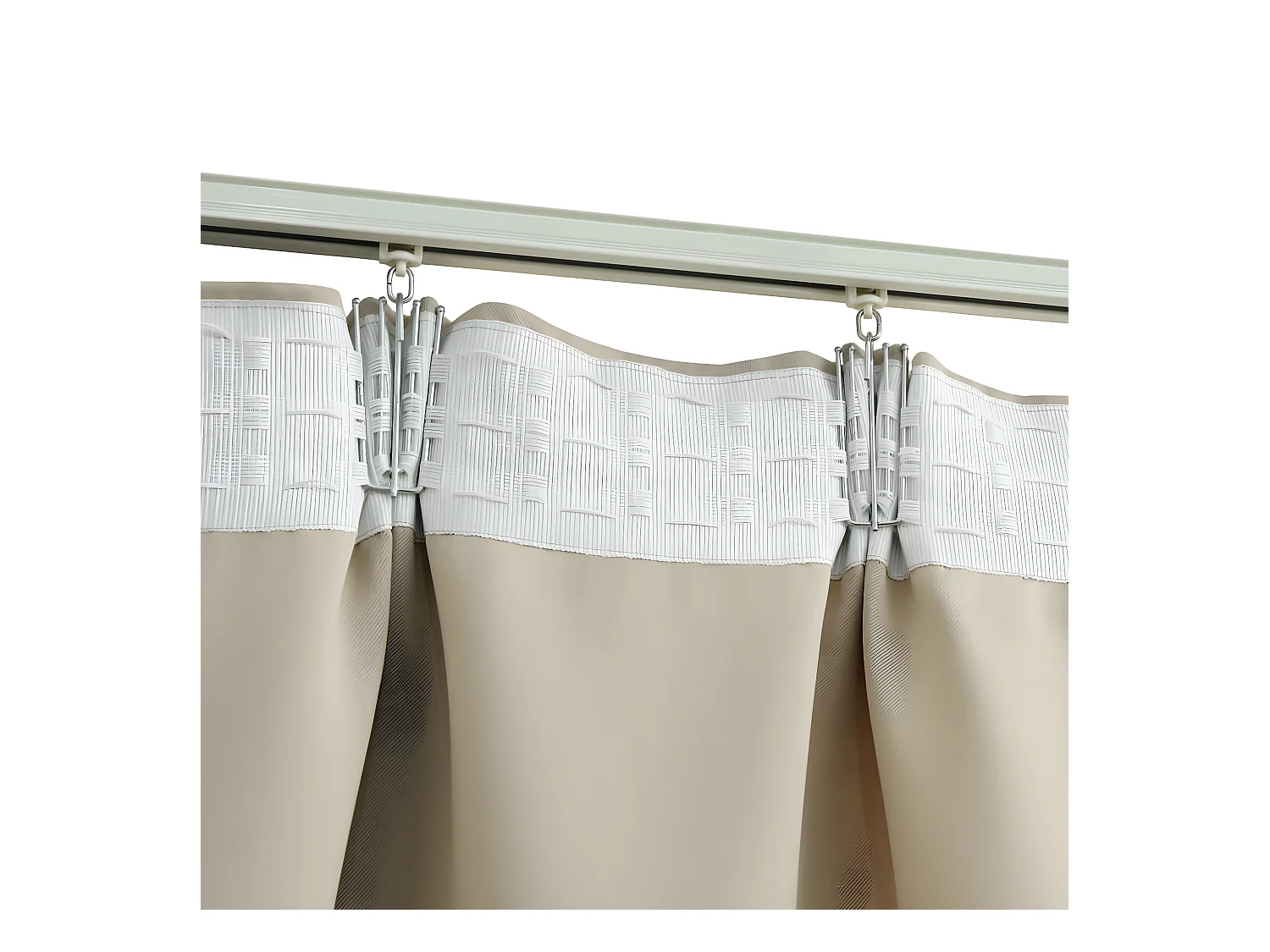 Gordijnen verduisterend met haken 2 st 140x175 cm beige NL863399