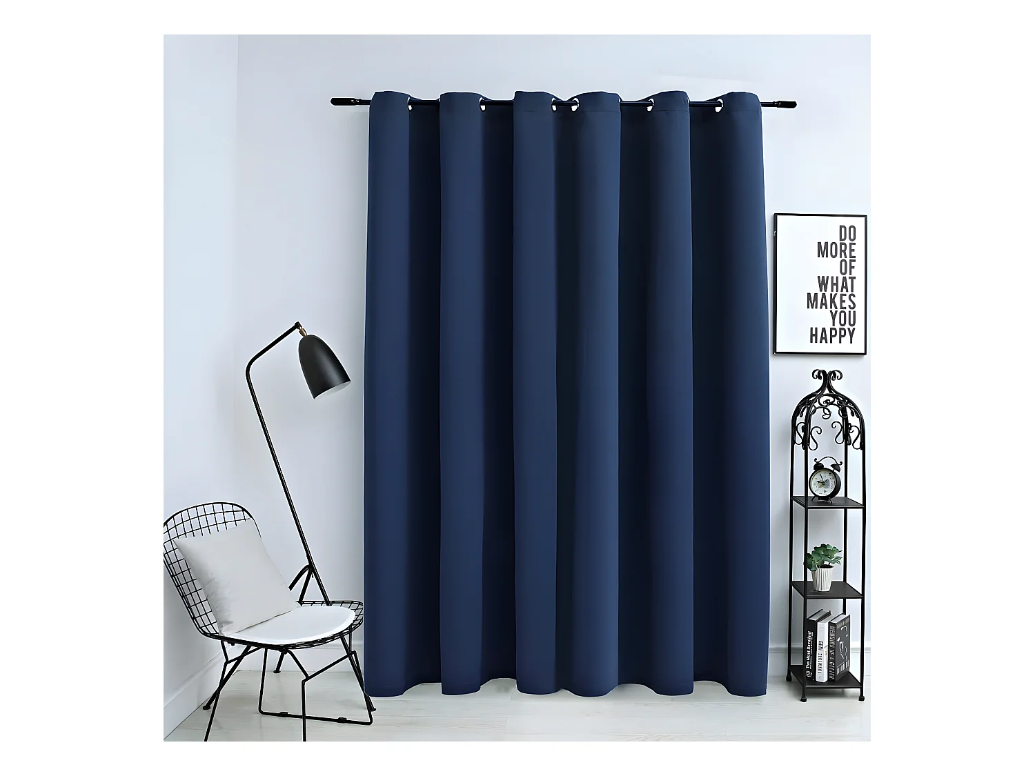 Rideau occultant avec anneaux en métal Bleu 290x245 cm QBH27109