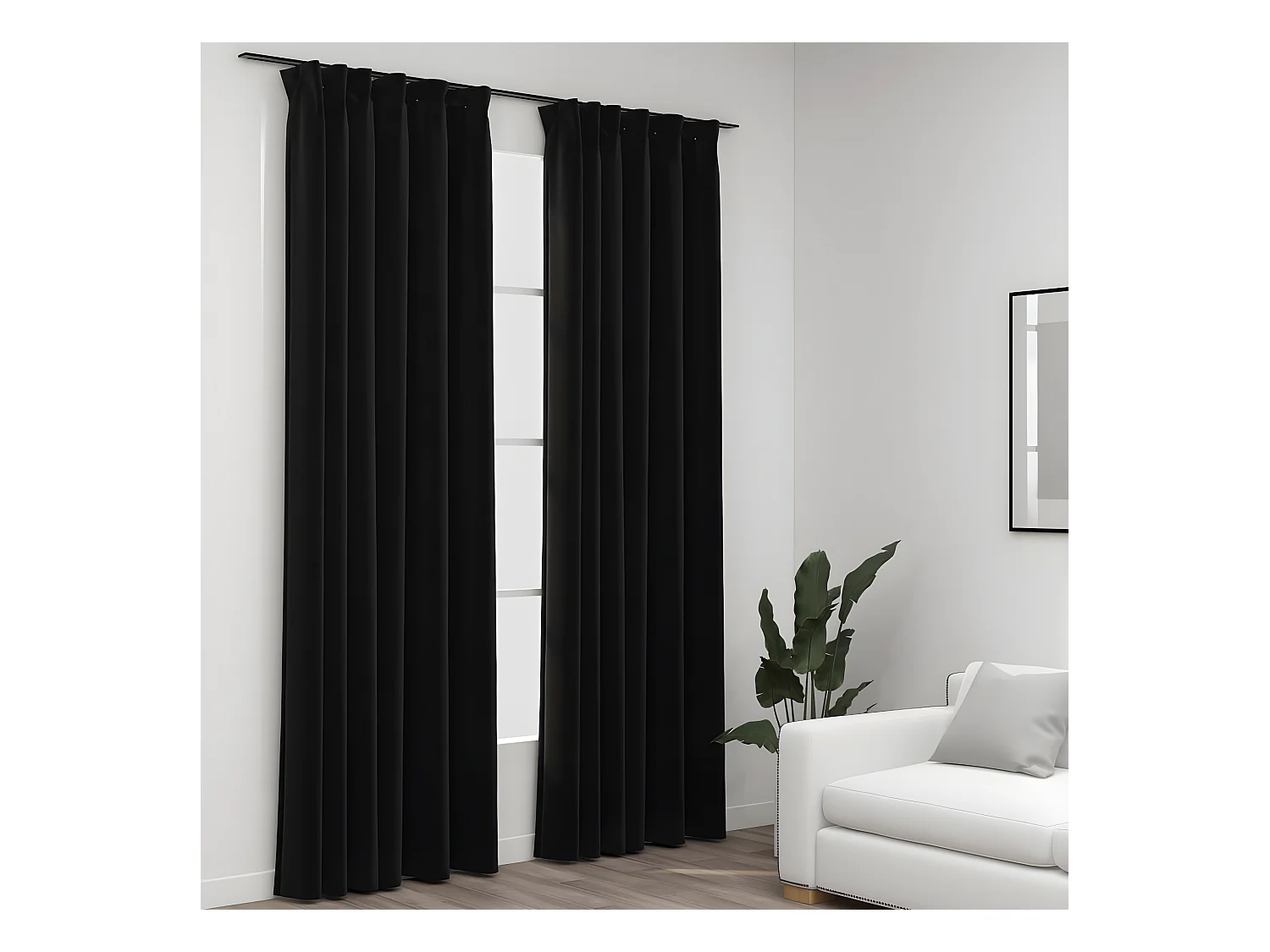 Rideaux occultants aspect lin crochet 2pcs Anthracite 140x245cm QBH55126