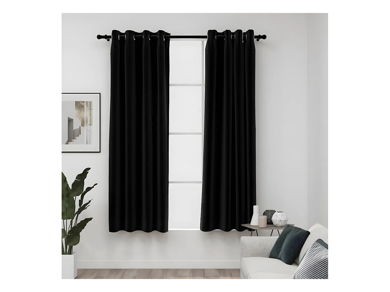 Rideaux occultants Aspect de lin 2 pcs Anthracite 140x175 cm QBH24870