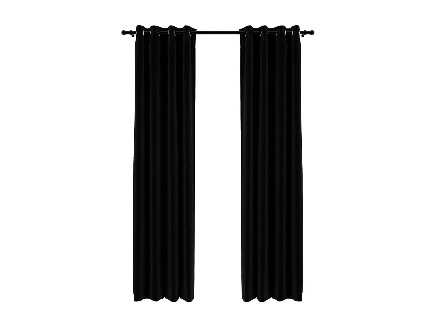 Cortinas opacas aspeto linho c/ ilhós 2 pcs 140x225 cm preto PT923141