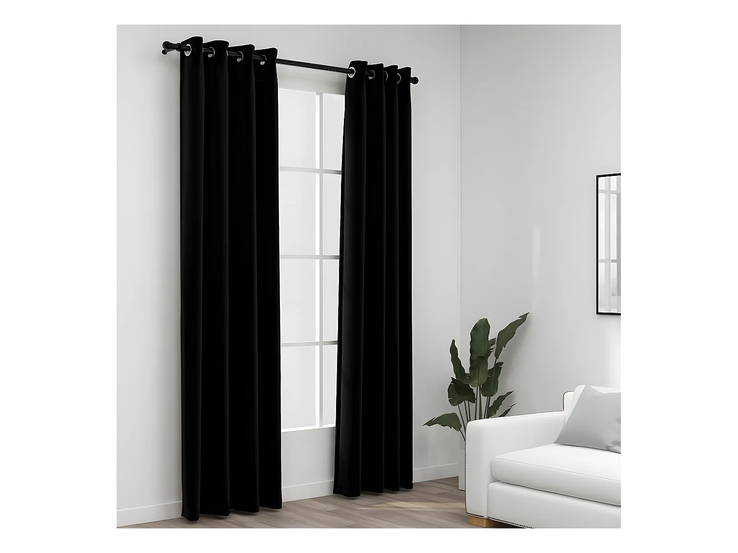 Rideaux occultants Aspect lin avec œillets 2 pcs Noir 140x225cm QBH13837
