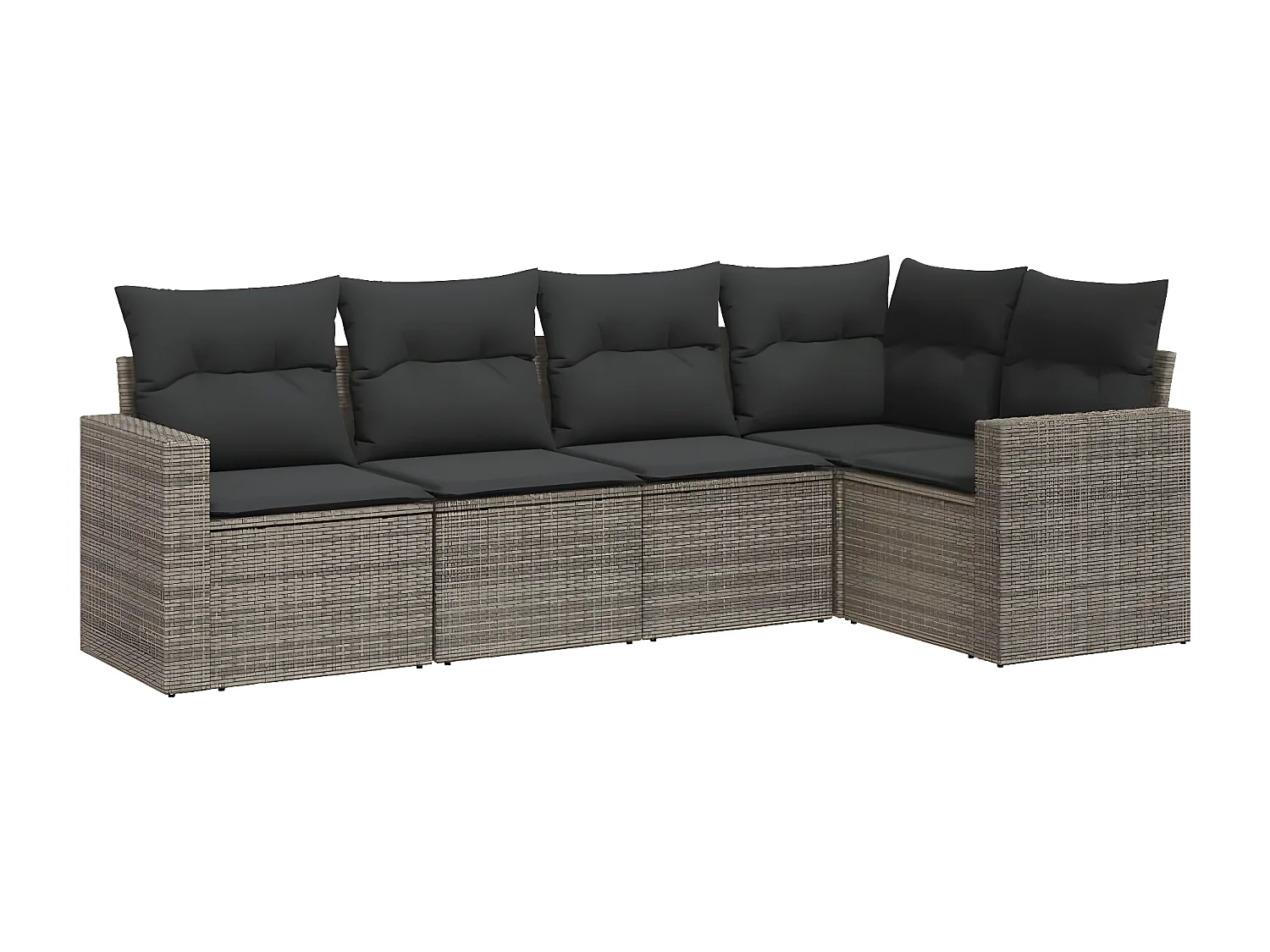 Salon de jardin 5 pcs avec coussins gris résine tressée BE71263