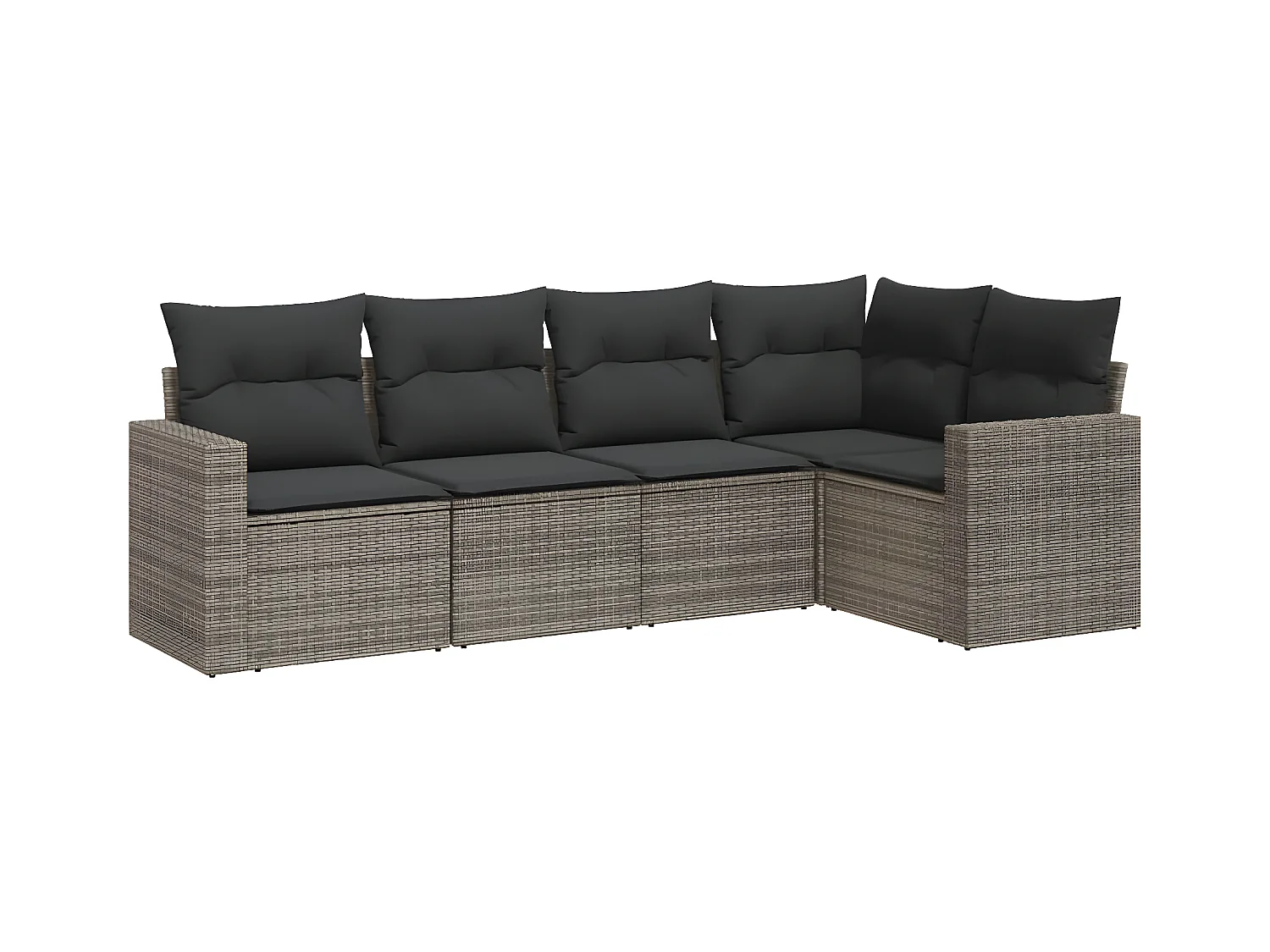 5-tlg. Garten-Sofagarnitur,Gartenmöbel-Set mit Kissen Grau Poly Rattan -gkd783644