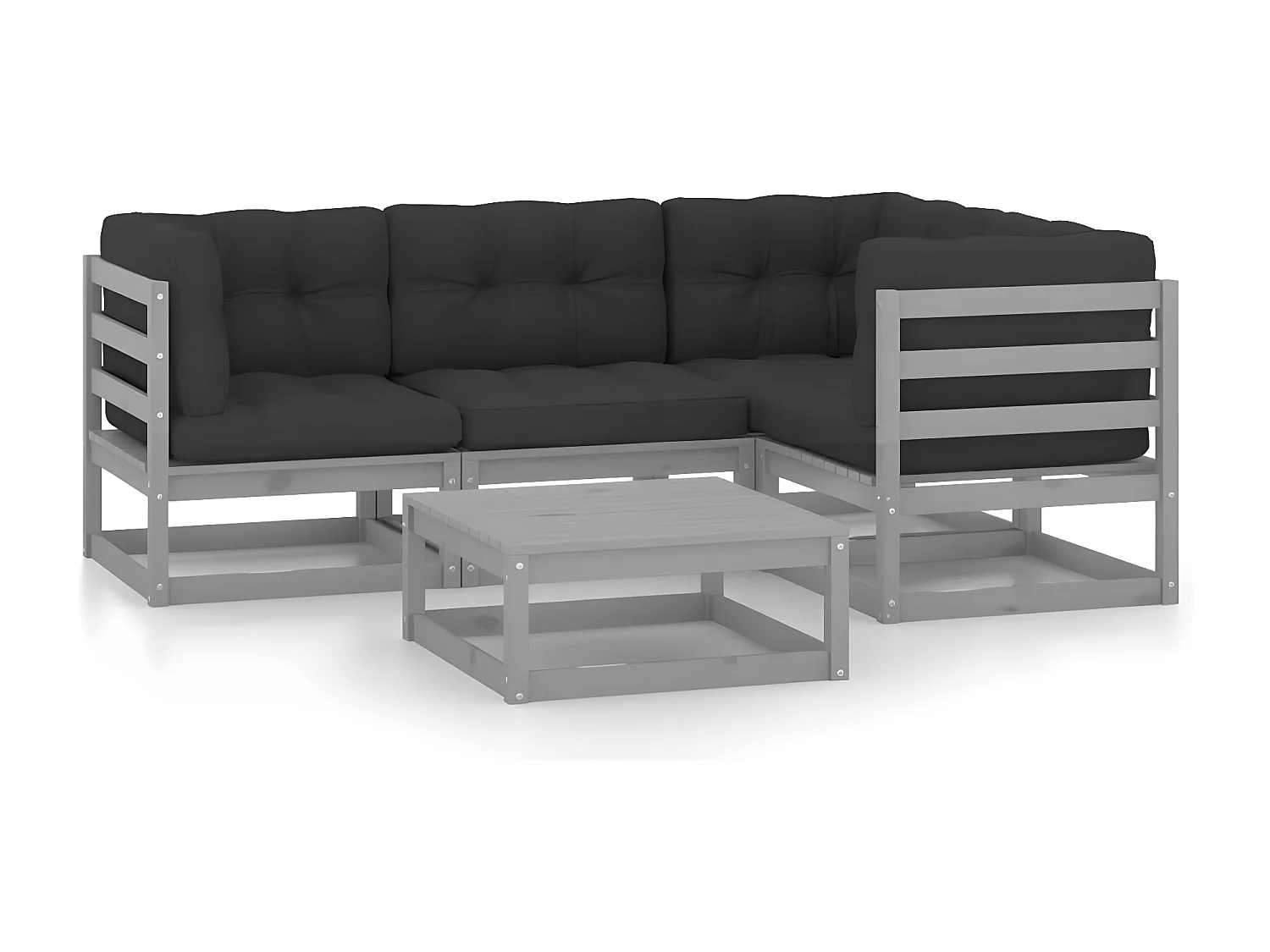 Salon de jardin 5 pcs avec coussins Bois de pin massif BE11684