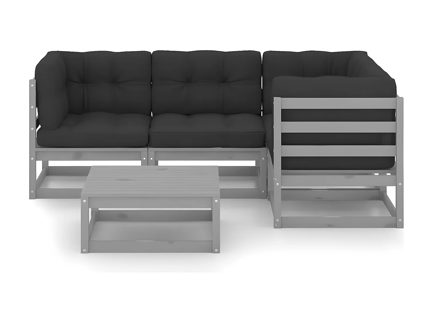 Salon de jardin 5 pcs avec coussins Bois de pin massif BE11684