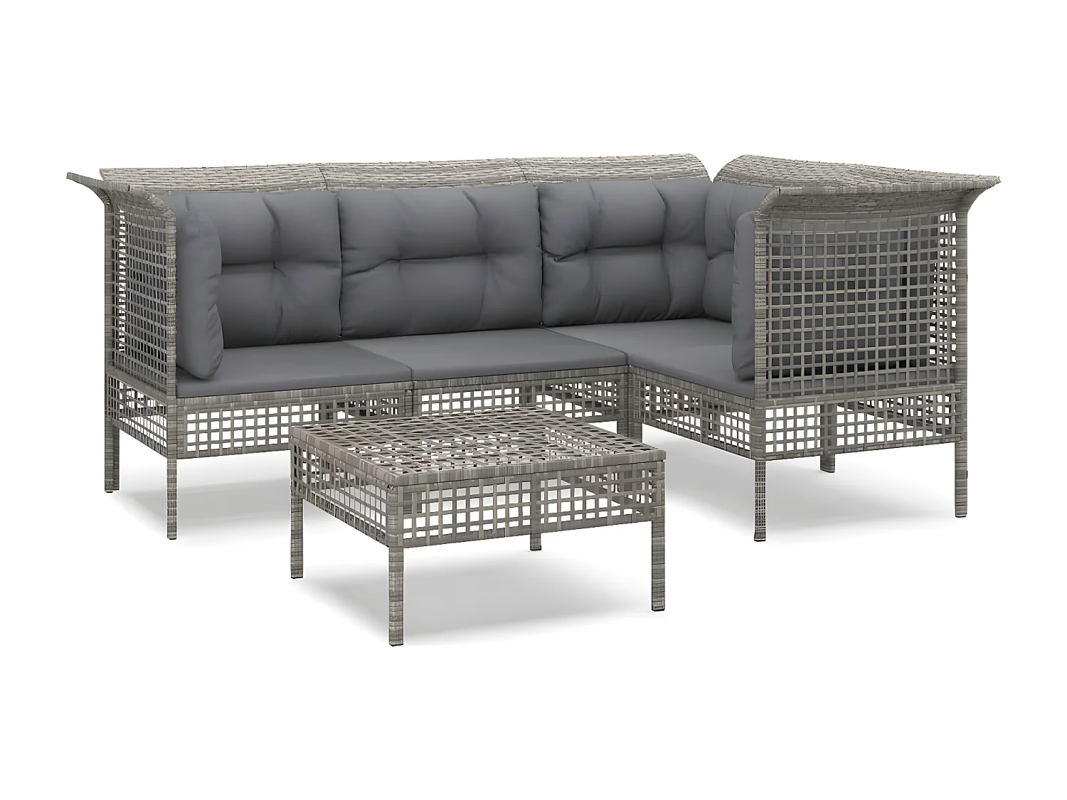 5-delige Loungeset met kussens poly rattan grijs NL28678