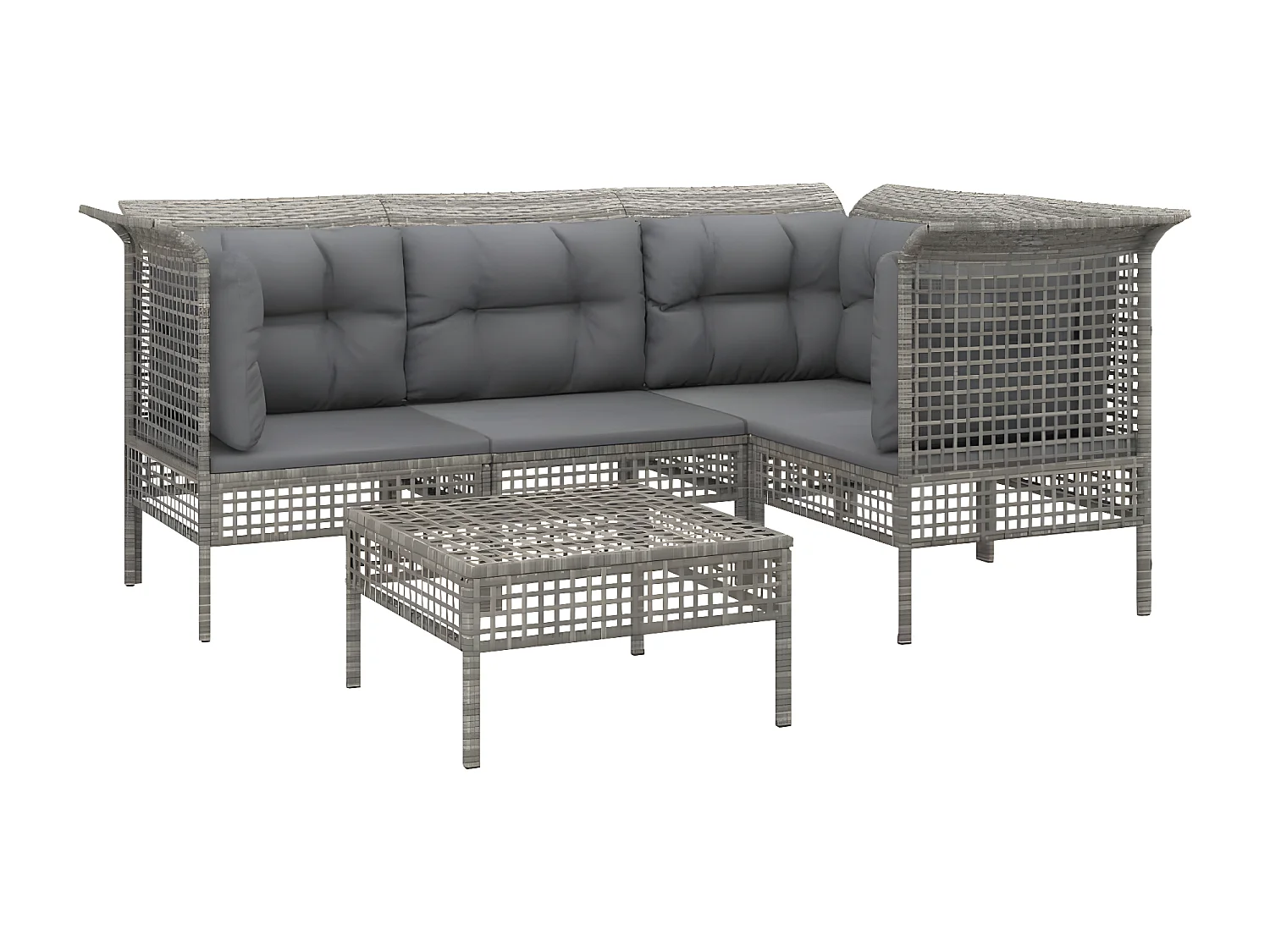5-delige Loungeset met kussens poly rattan grijs NL28678