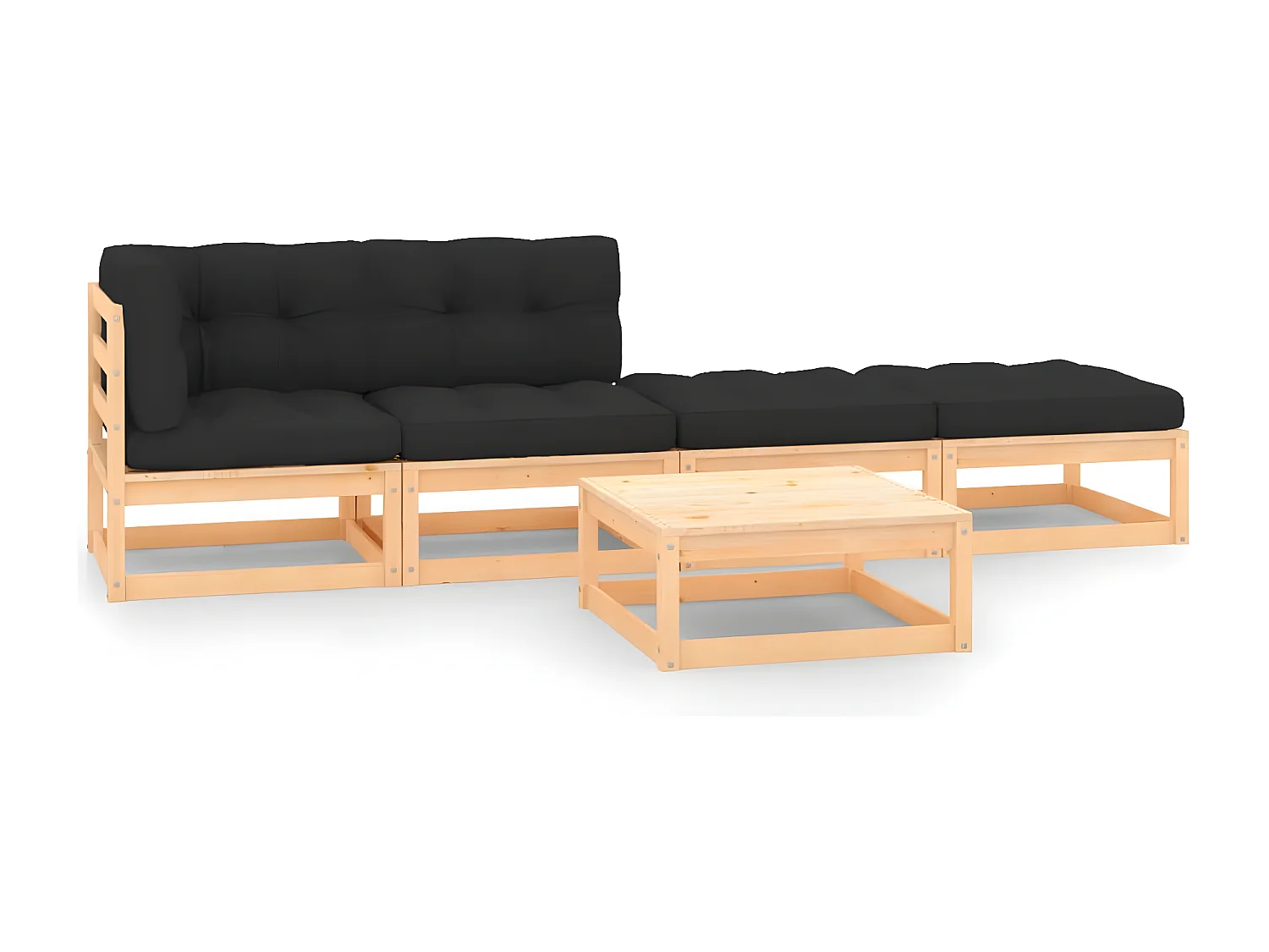 5 pcs conjunto lounge de jardim c/ almofadões pinho maciço PT46454