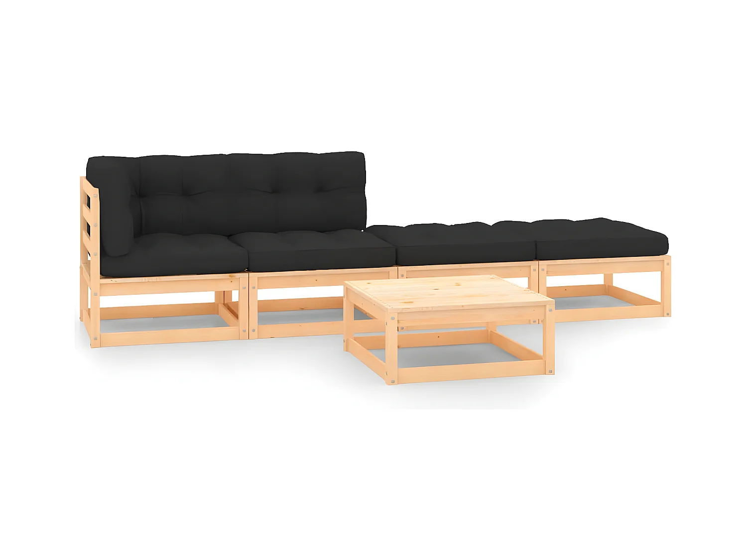 Salon de jardin 5 pcs avec coussins Bois de pin massif BE99932