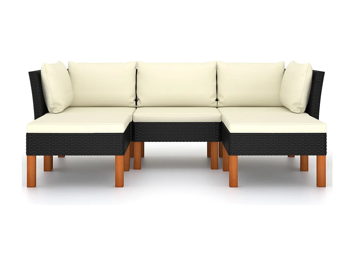 Salon de jardin 5 pcs avec coussins Résine tressée Noir BE60489