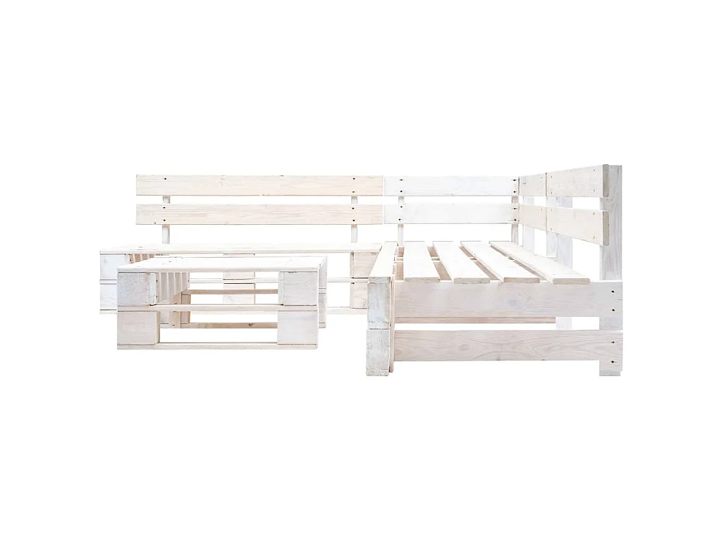 4 pzas Salón de jardín palets madera blanco ES36279