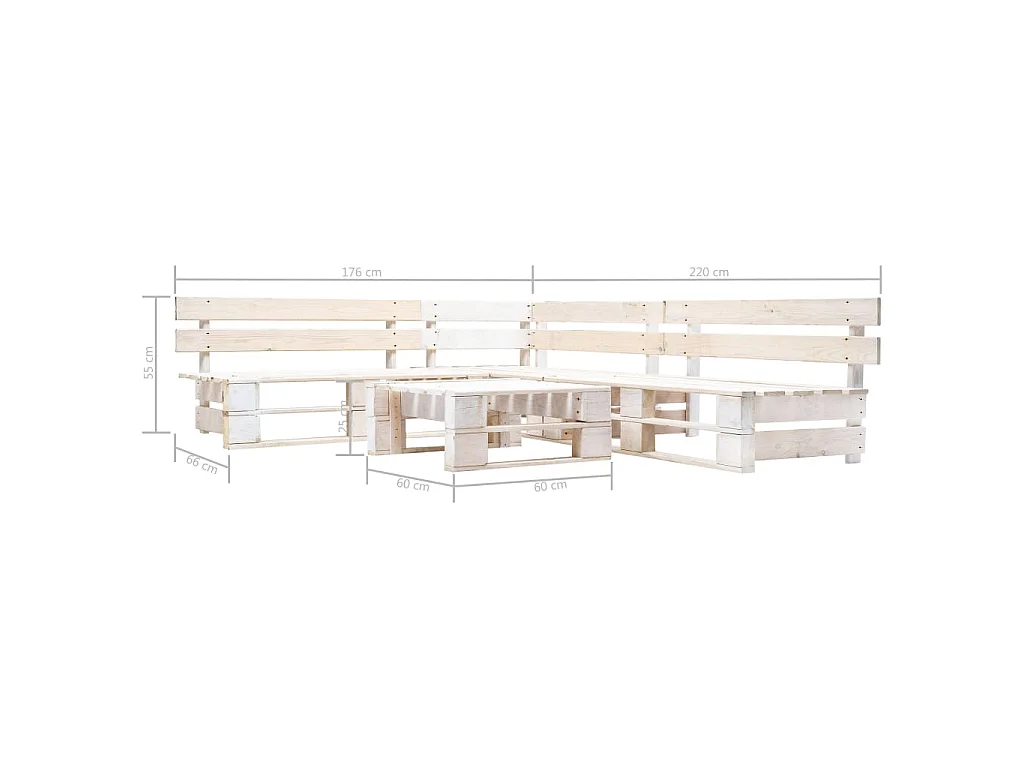 4 pzas Salón de jardín palets madera blanco ES36279