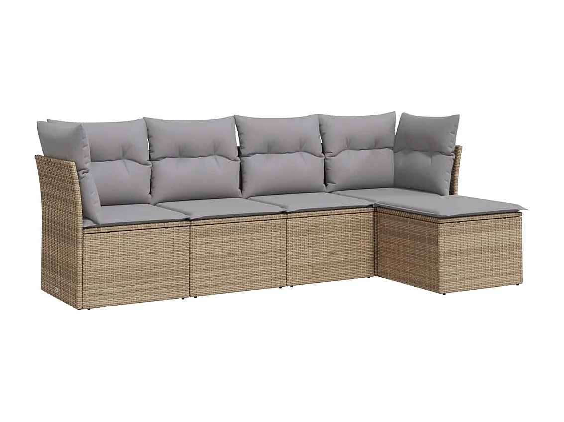Salon de jardin avec coussins 5 pcs beige résine tressée BE94473