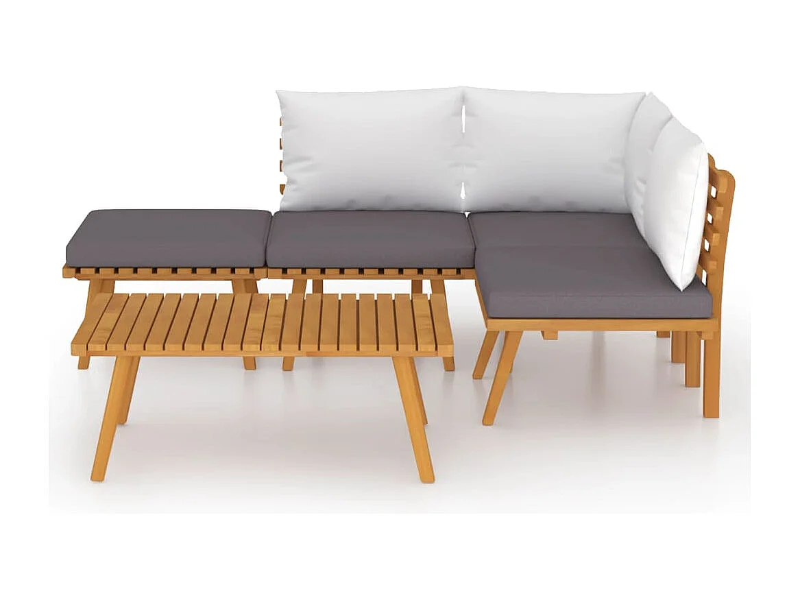 5-tlg. Garten-Sitzgruppe: Sofa + Tisch | Garten-Lounge-Set mit Kissen Massivholz Akazie -GKD996588