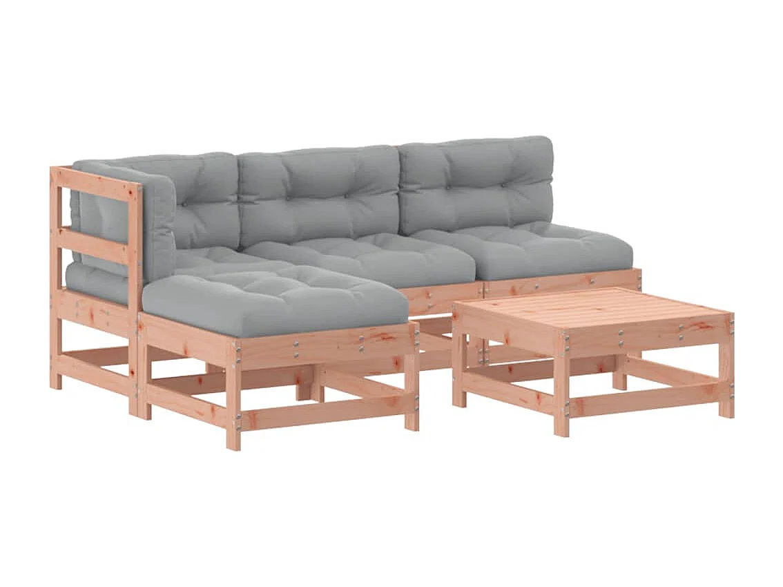 5-tlg. Garten-Sitzgruppe: Sofa + Tisch | Garten-Lounge-Set mit Kissen Massivholz Douglasie -GKD452391