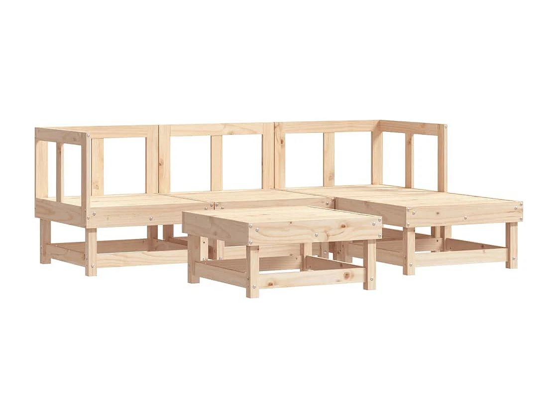 5-tlg. Garten-Sitzgruppe: Sofa + Tisch | Garten-Lounge-Set mit Kissen Massivholz -GKD695518