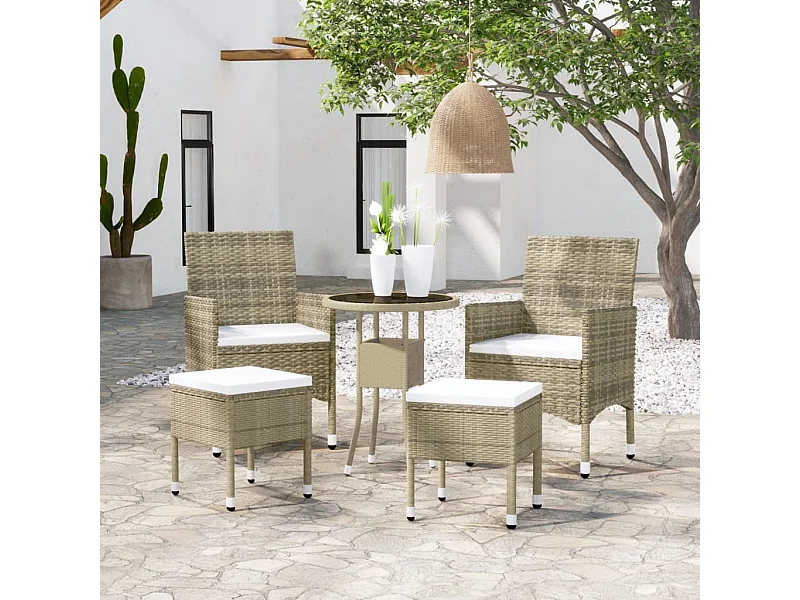Salon de jardin 5 pcs Résine tressée Beige BE80835