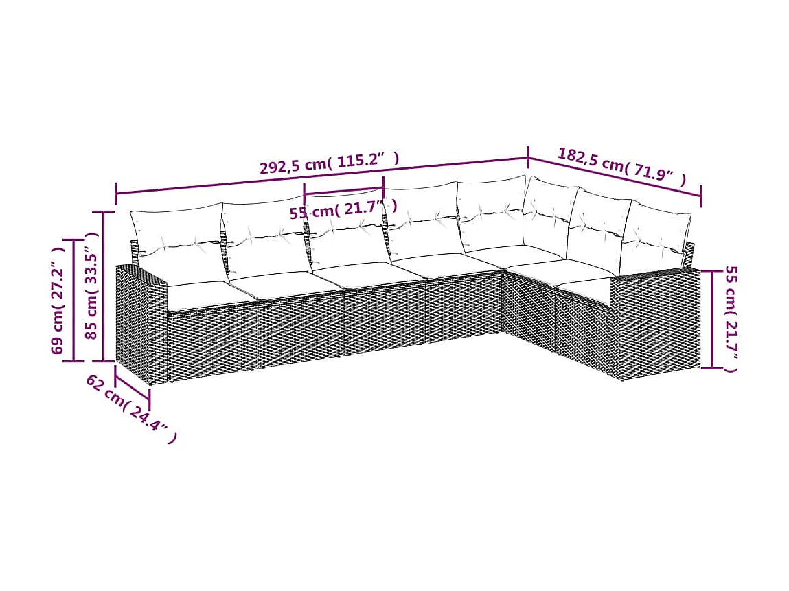 7-tlg. Garten-Sofagarnitur,Gartenmöbel-Set mit Kissen Schwarz Poly Rattan -gkd654744