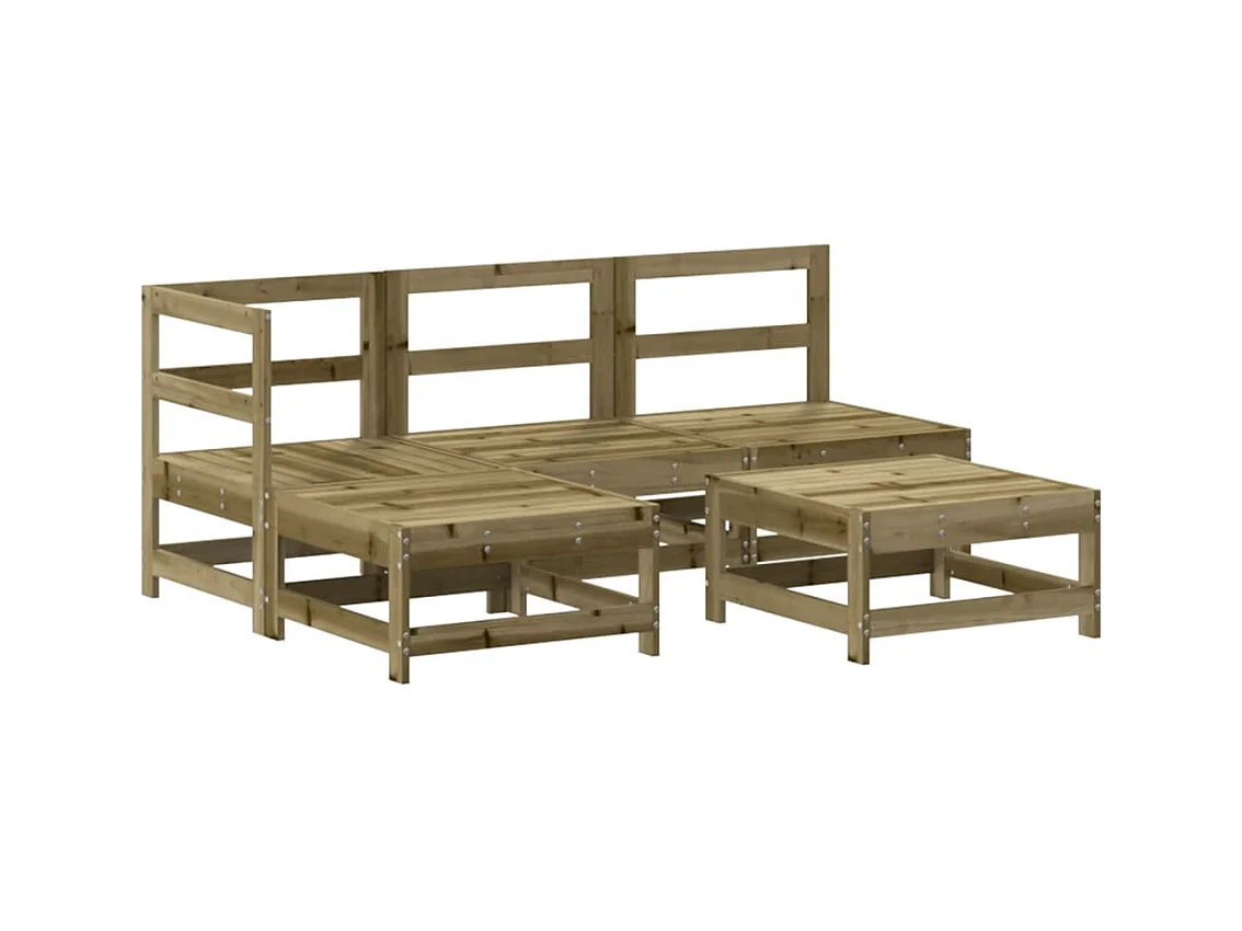 Salon de jardin 5 pcs avec coussins bois de pin imprégné BE98482